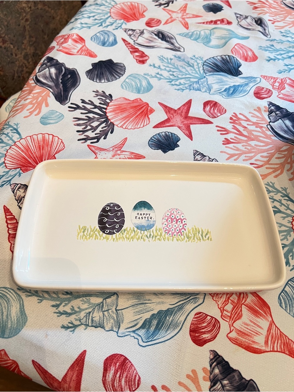 Rae Dunn Ceramic Easter Egg Serving Tray - Cream